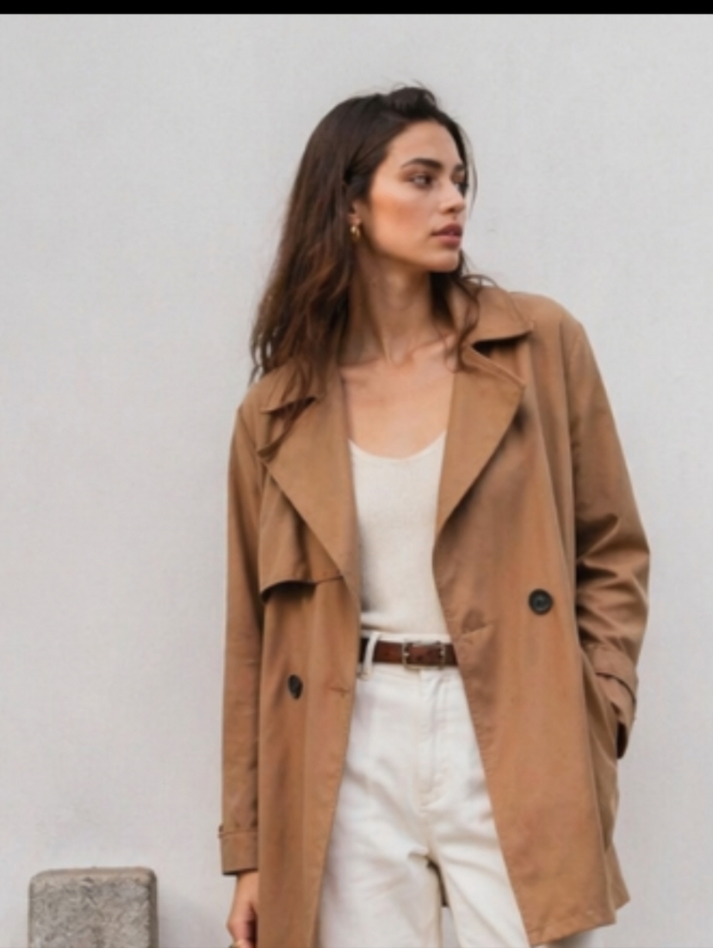 🧥 ZARA Faux Suede Trench Jacket – Camel | XS